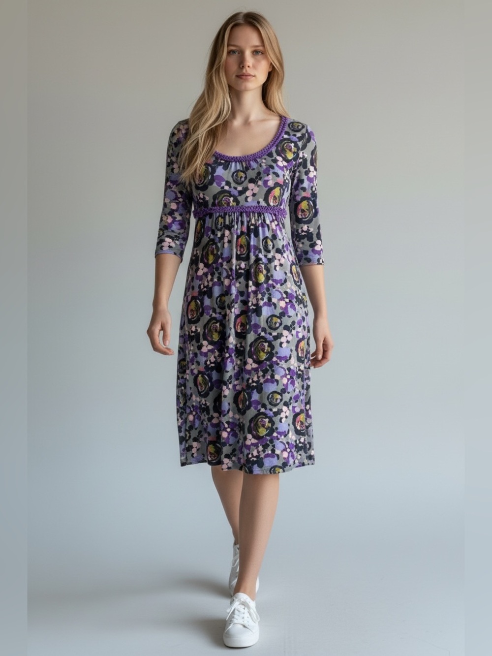 Boden Dress Jersey Scoop Neck Empire Waist Petite